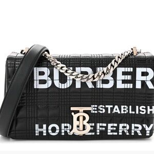 Burberry Horseferry Black Quilted Logo Chain Shoulder Bag